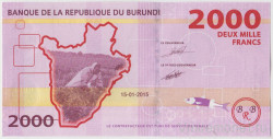 Банкнота. Бурунди. 2000 франков 2015 год. Тип 52.