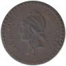 Монета. Франция. 1 сантим 1849 год. А. 