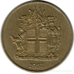 Монета. Исландия. 1 крона 1957 год.
