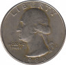  Монета. США. 25 центов 1986 год. Монетный двор D. ав.