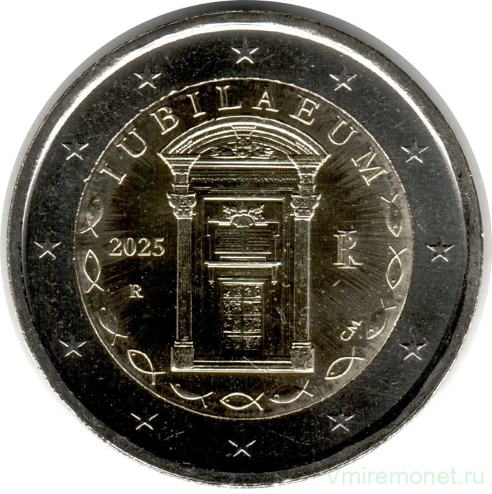 Монета. Италия. 2 евро 2025 год. Юбилейный год.