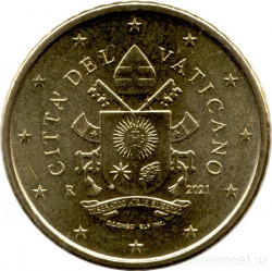 Монета. Ватикан. 50 центов 2021 год.