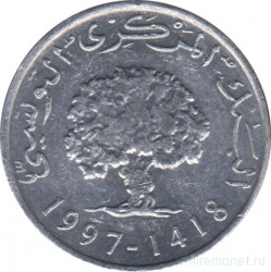 Монета. Тунис. 5 миллимов 1997 год.