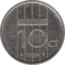 Монета. Нидерланды. 10 центов 1989 год. ав.