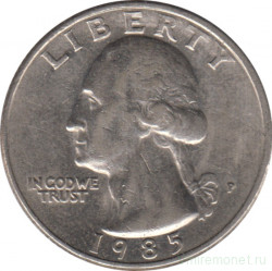 Монета. США. 25 центов 1985 год. Монетный двор P.