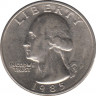  Монета. США. 25 центов 1985 год. Монетный двор P. ав.