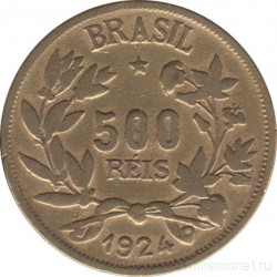 Монета. Бразилия. 500 рейсов 1924 год.