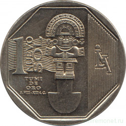 Монета. Перу. 1 соль 2010 год. Богатство и гордость Перу. Золотой Туми.