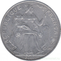 Монета. Французская Полинезия. 5 франков 2007 год.