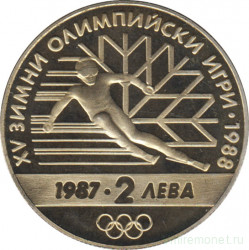 Монета. Болгария. 2 лева 1987 год. XV Зимние Олимпийские игры. Калгари 1988.