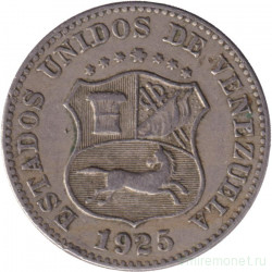 Монета. Венесуэла. 5 сентимо 1925 год.