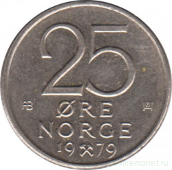 Монета. Норвегия. 25 эре 1979 год.