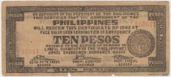 Банкнота. Филиппины. Провинция Бохол. 10 песо 1942 год. Тип S137f.