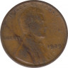 Монета. США. 1 цент 1929 год. ав.