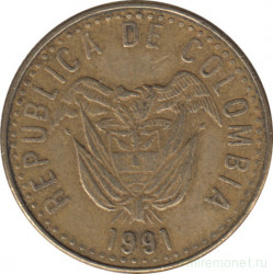 Монета. Колумбия. 20 песо 1991 год.