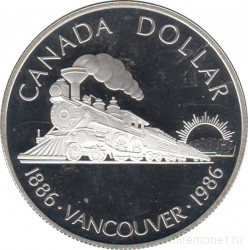 Монета. Канада. 1 доллар 1986 год. 100 лет городу Ванкувер.