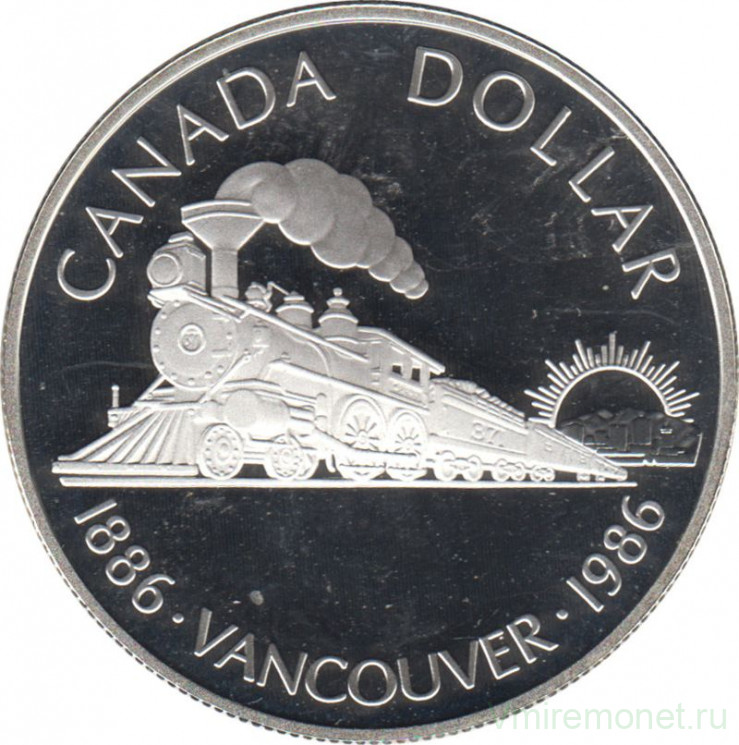 Монета. Канада. 1 доллар 1986 год. 100 лет городу Ванкувер. Пруф.