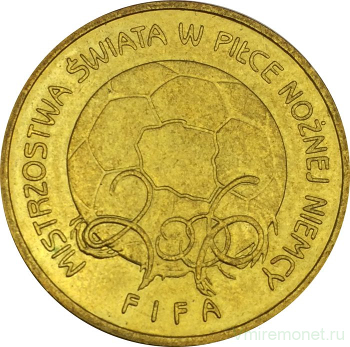 Монета. Польша. 2 злотых 2006 год. Чемпионат мира по футболу 2006 года в Германии.