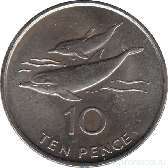 Монета. Острова Святой Елены и Вознесения. 10 пенсов 1998 год.