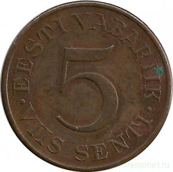 Монета. Эстония. 5 сенти 1931 год.