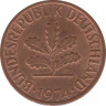  Монета. ФРГ. 2 пфеннига 1974 год. Монетный двор - Карлсруэ (G). ав.