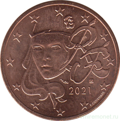 Монета. Франция. 5 центов 2021 год.