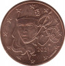 Монета. Франция. 5 центов 2021 год. ав.