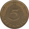 Монета. ФРГ. 5 пфеннигов 1950 год. Монетный двор - Мюнхен (D). рев.