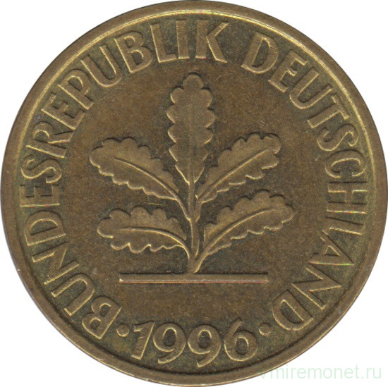 Монета. ФРГ. 10 пфеннигов 1996 год. Монетный двор - Мюнхен (D).