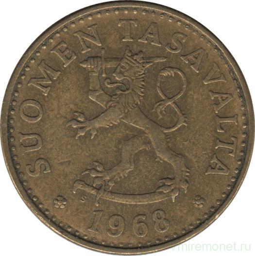 Монета. Финляндия. 20 пенни 1968 год.