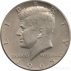 Монета. США. 50 центов 1965 год.