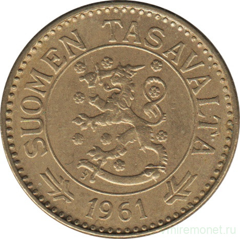 Монета. Финляндия. 10 марок 1961 год.