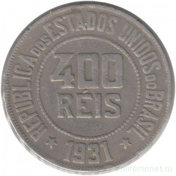 Монета. Бразилия. 400 рейсов 1931 год.