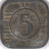 Монета. Нидерланды. 5 центов 1943 год. ав.