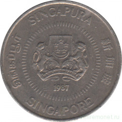 Монета. Сингапур. 50 центов 1987 год.
