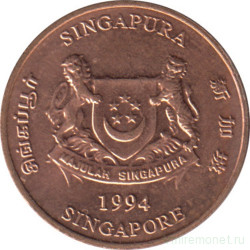 Монета. Сингапур. 1 цент 1994 год.
