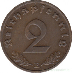 Монета. Германия. Третий Рейх. 2 рейхспфеннига 1938 год. Монетный двор - Мюльденхюттен (Е).