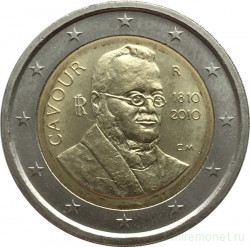 Монета. Италия. 2 евро 2010 год. 200 лет со дня рождения Камилло Бенсо ди Кавура.