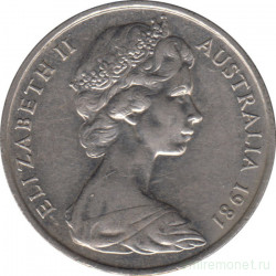 Монета. Австралия. 20 центов 1981 год.