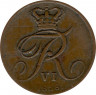 Монета. Дания. 1/2 ригсбанкскиллинга 1838 год. 