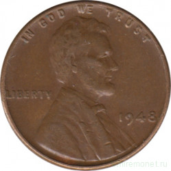 Монета. США. 1 цент 1948 год.