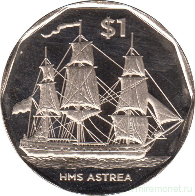 Монета. Великобритания. Британские Виргинские острова. 1 доллар 2022 год. Корабли - Астрея.