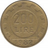 Монета. Италия. 200 лир 1982 год. ав.