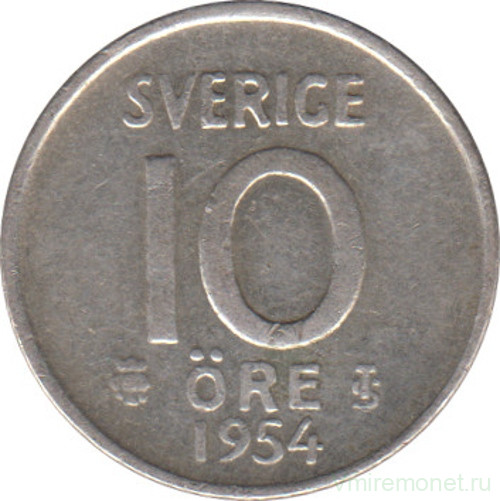 Монета. Швеция. 10 эре 1954 год.