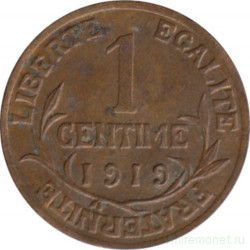 Монета. Франция. 1 сантим 1919 год.