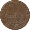 Монета. Франция. 1 сантим 1919 год. ав.