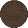 Монета. Норвегия. 1 эре 1925 год. ав.