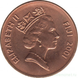 Монета. Фиджи. 2 цента 2001 год.