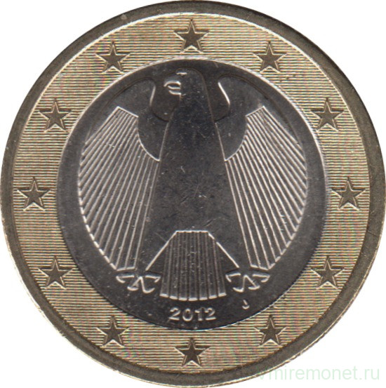 Монета. Германия. 1 евро 2012 год (J).