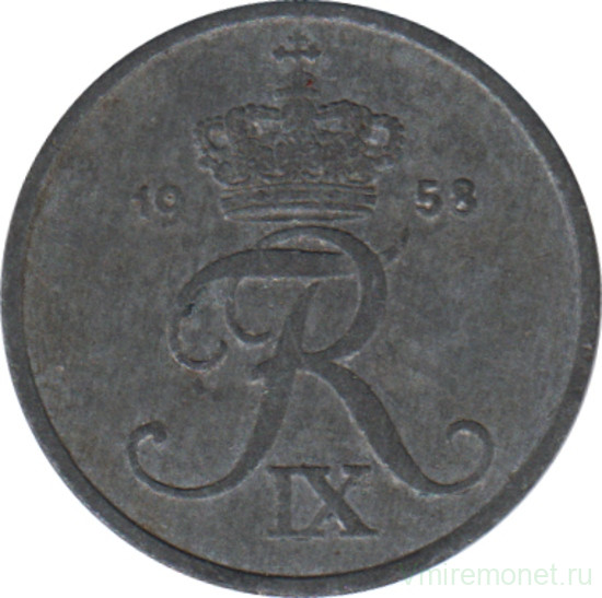 Монета. Дания. 1 эре 1958 год.